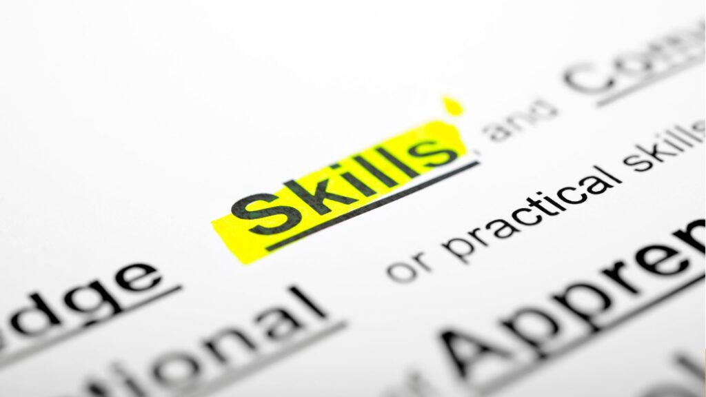 words with "skills" highlighted