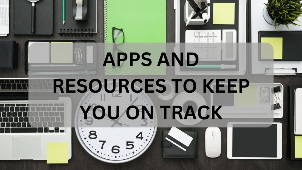 different tools with a text in the middle saying apps and resources to keep you on track of your multiple part-time jobs